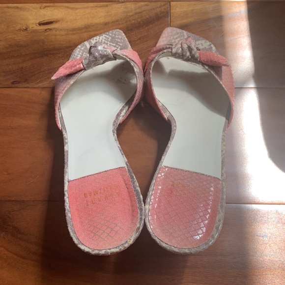 Stuart Weitzman kitten heal 2.5 inch pink gray bow snake print 8 leather sole - Picture 4 of 13